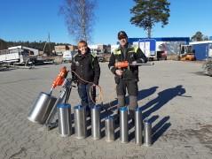 Påfyllning bland betongborrmaskinerna